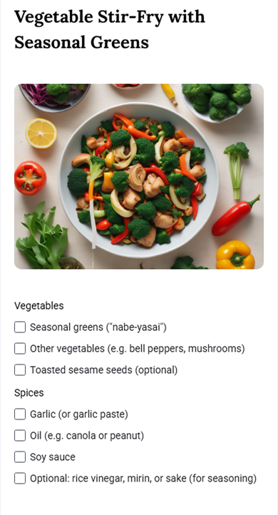 AI-generated recipe prototype