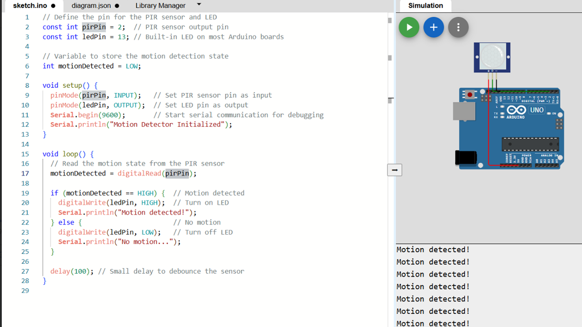 Arduino simulation for BirdLiving